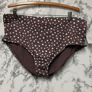 Time and Tru Brown Polka Dot High-Waist Swim Bottoms Adjustable Waist Size 1X